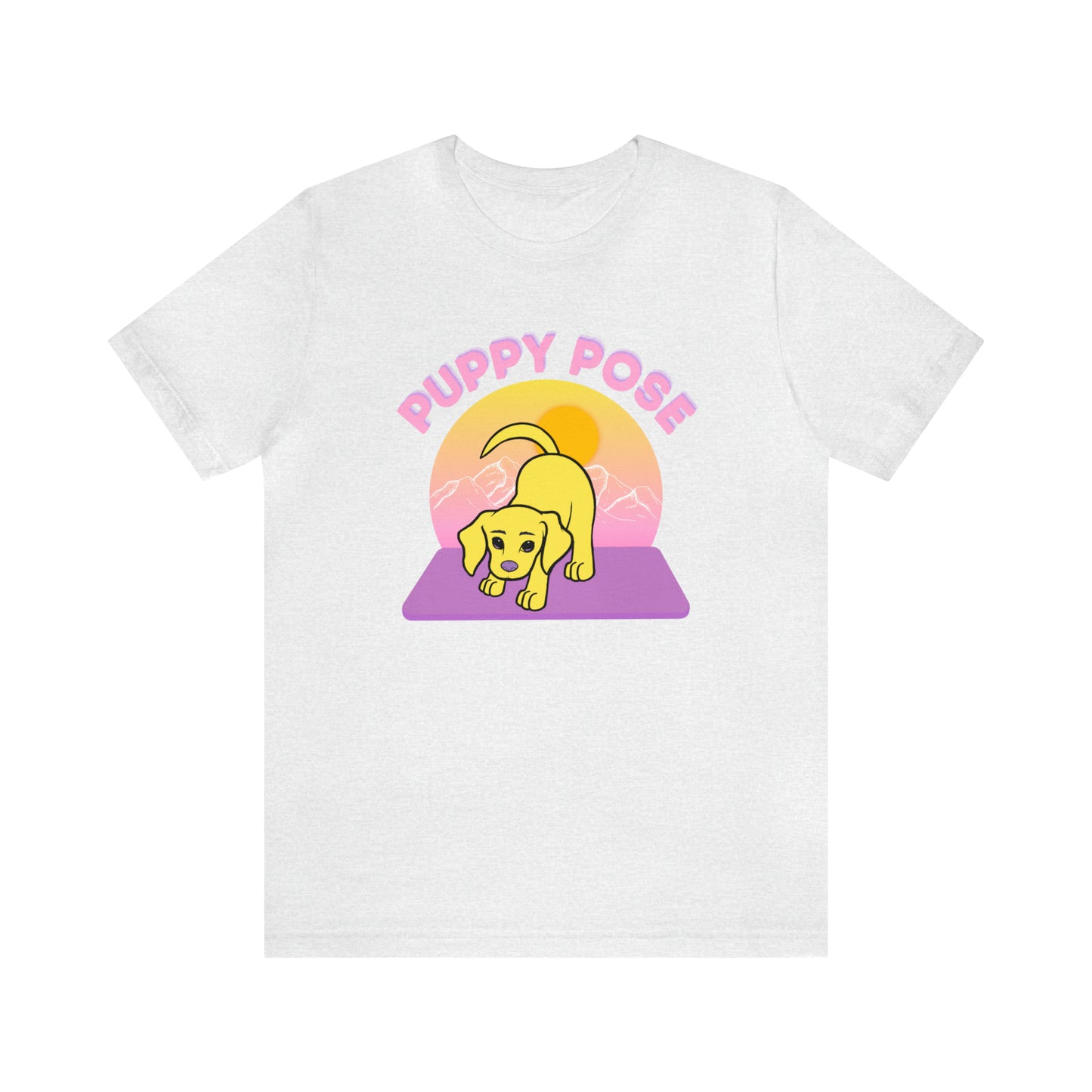 Puppy Pose with Yogi the Rescue Puppy Yoga Mascot Mountain Seen Unisex Classic Tee
