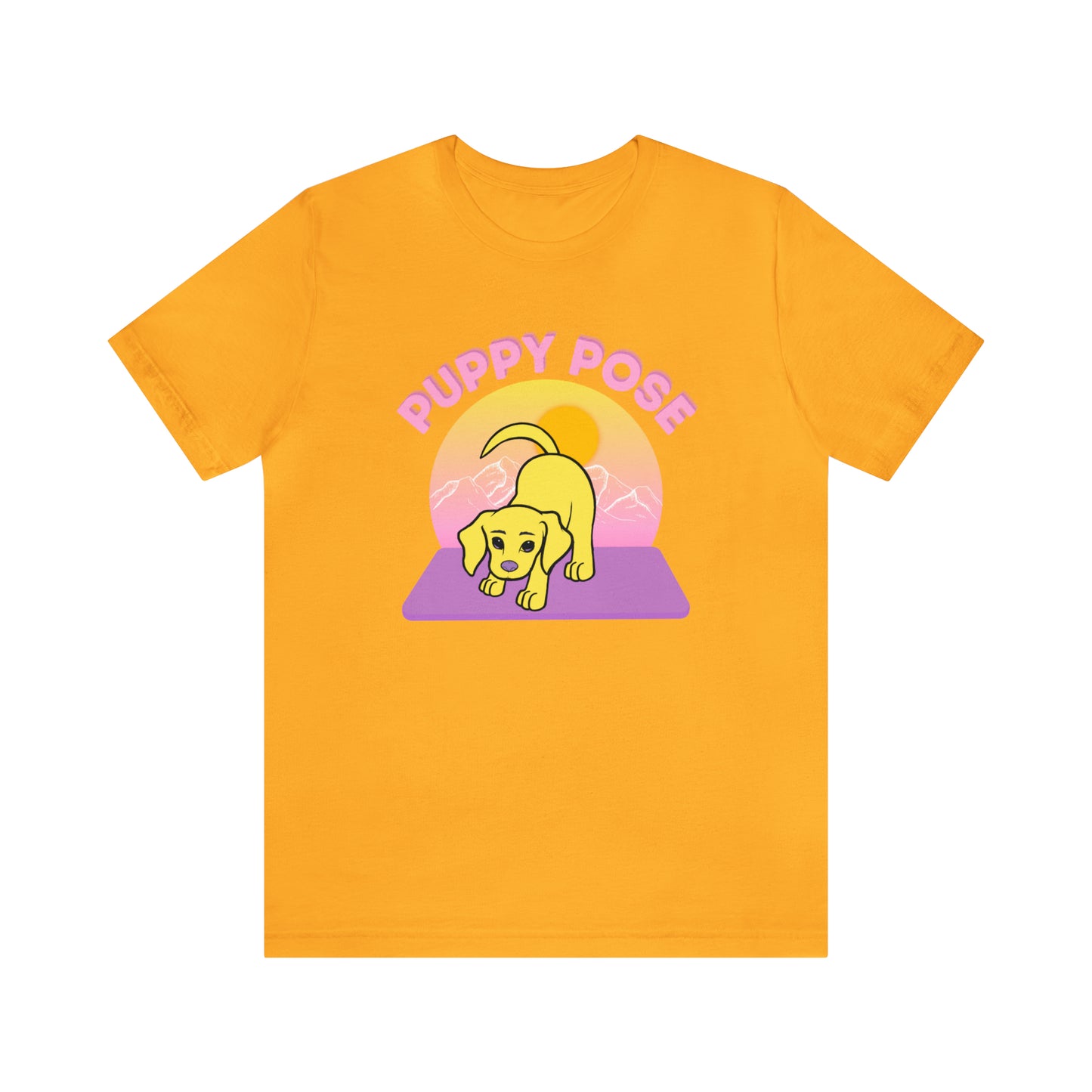 Puppy Pose with Yogi the Rescue Puppy Yoga Mascot Mountain Seen Unisex Classic Tee