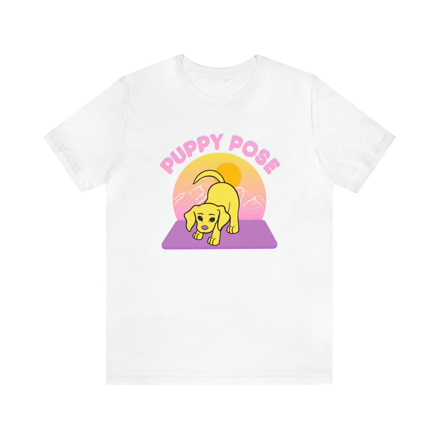 Puppy Pose with Yogi the Rescue Puppy Yoga Mascot Mountain Seen Unisex Classic Tee