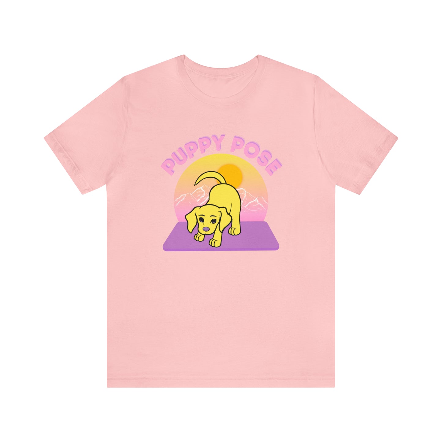 Puppy Pose with Yogi the Rescue Puppy Yoga Mascot Mountain Seen Unisex Classic Tee
