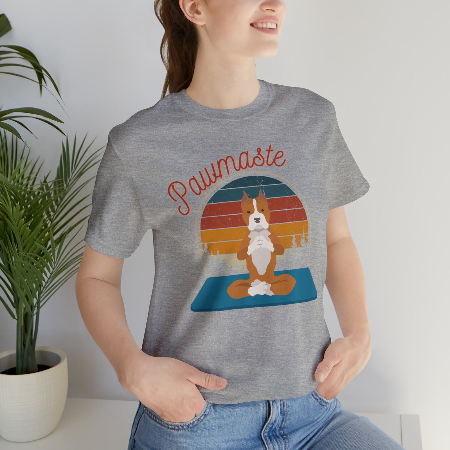 Pawmaste Pitbull Puppy Yoga Mountain Shirt Unisex Classic Tee