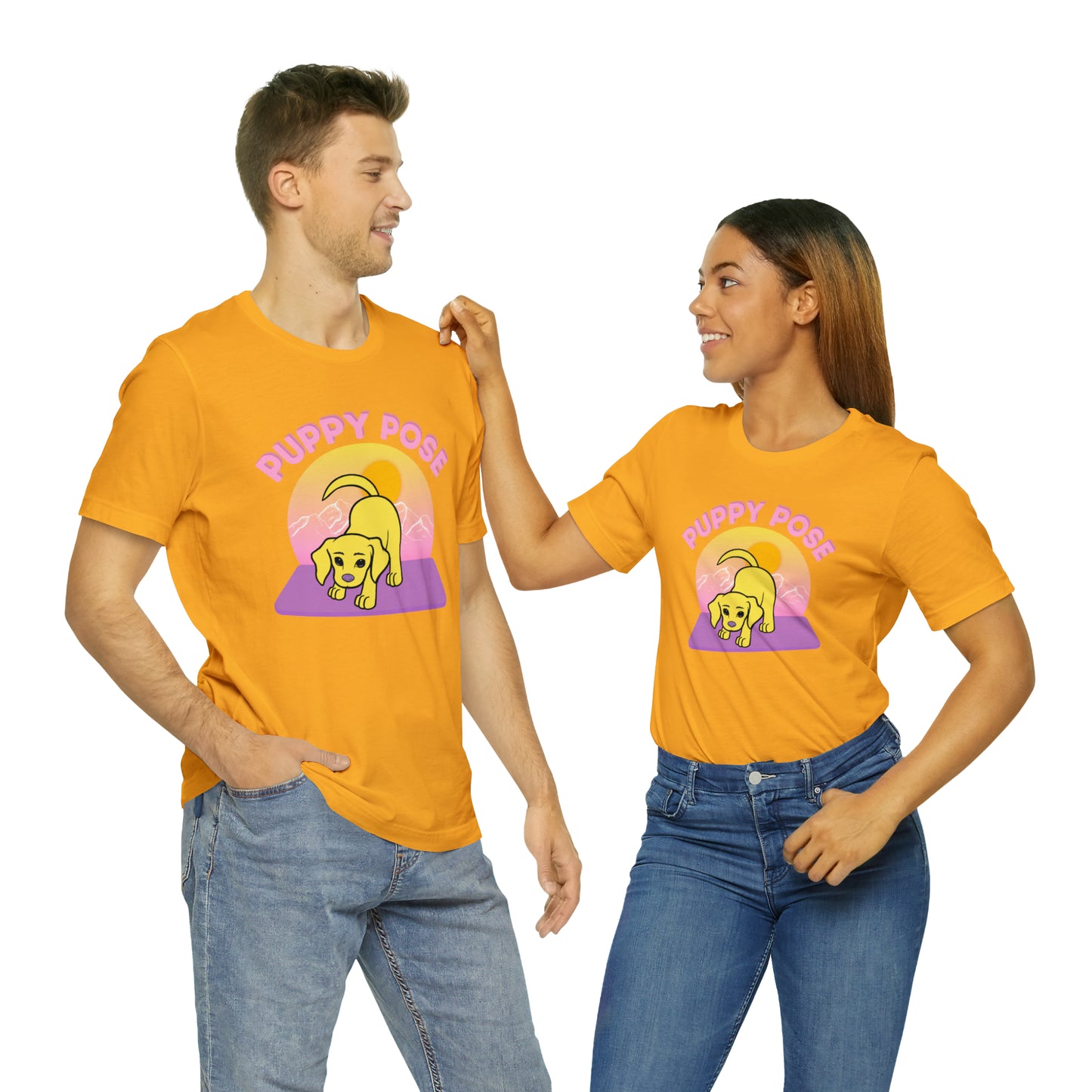 Puppy Pose with Yogi the Rescue Puppy Yoga Mascot Mountain Seen Unisex Classic Tee