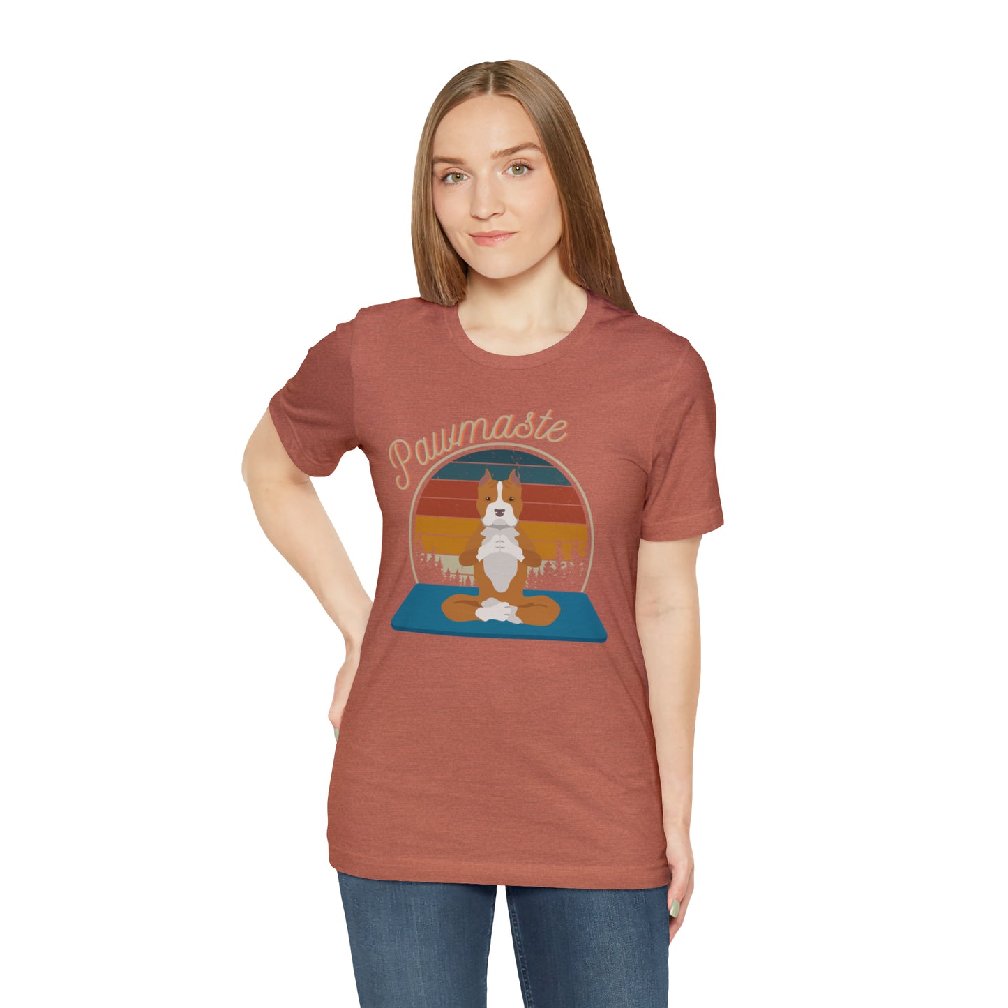 Pawmaste Pitbull Puppy Yoga Mountain Shirt Unisex Classic Tee