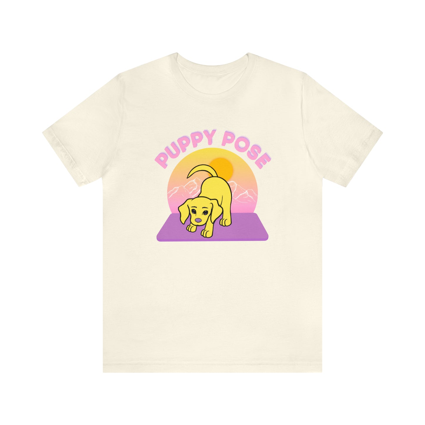 Puppy Pose with Yogi the Rescue Puppy Yoga Mascot Mountain Seen Unisex Classic Tee