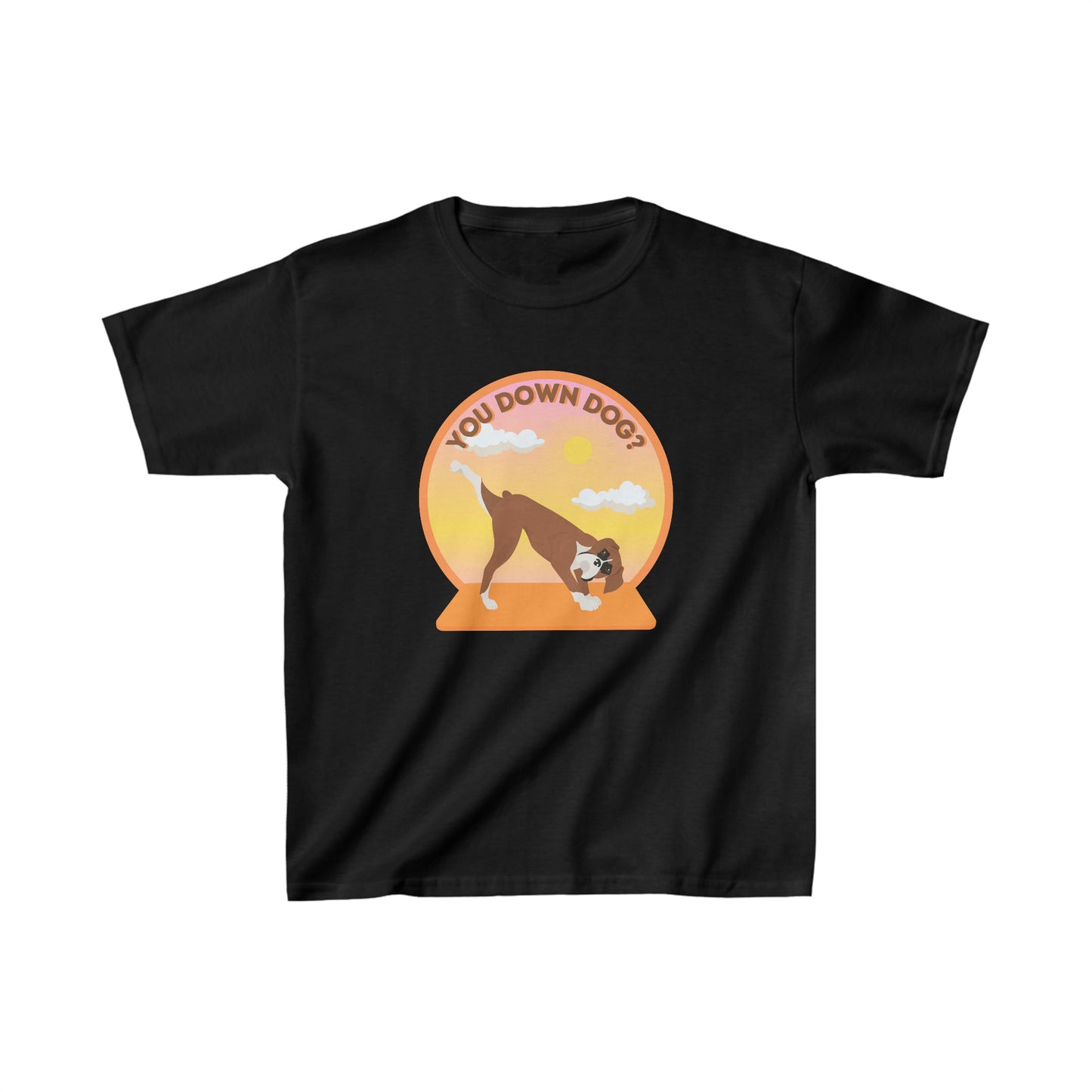 KIDS Downdog Boxer Puppy Yoga Shirt Unisex Classic Tee