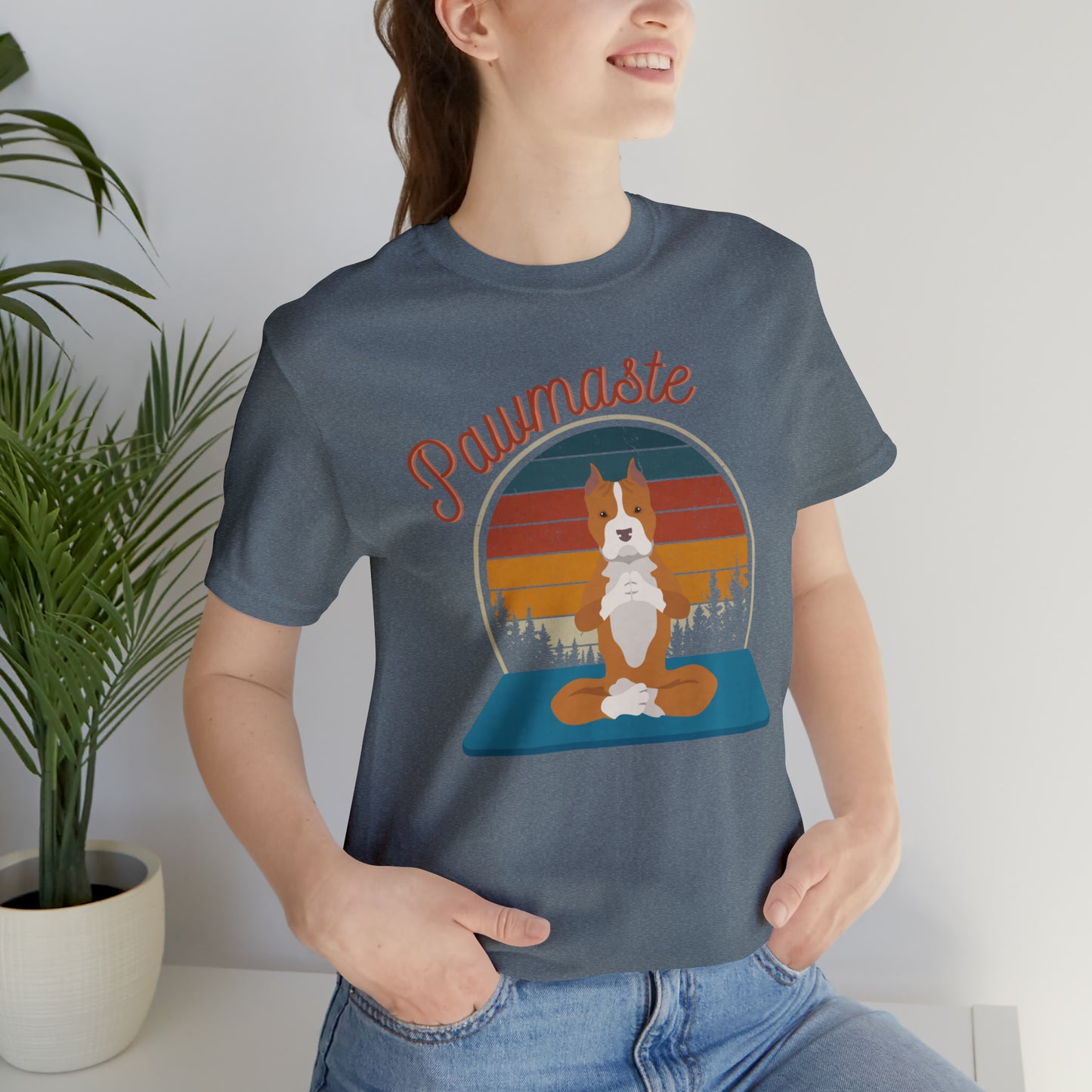 Pawmaste Pitbull Puppy Yoga Mountain Shirt Unisex Classic Tee