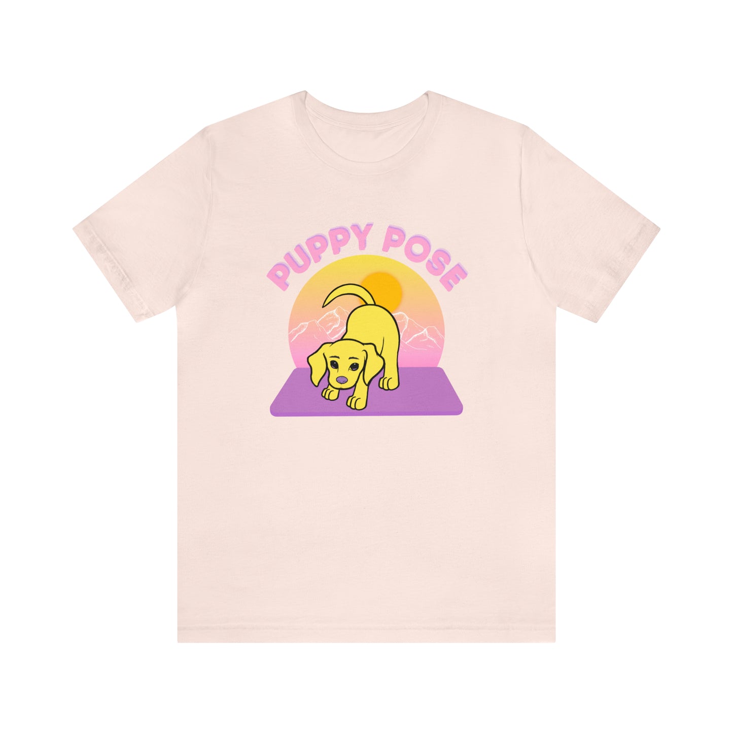Puppy Pose with Yogi the Rescue Puppy Yoga Mascot Mountain Seen Unisex Classic Tee