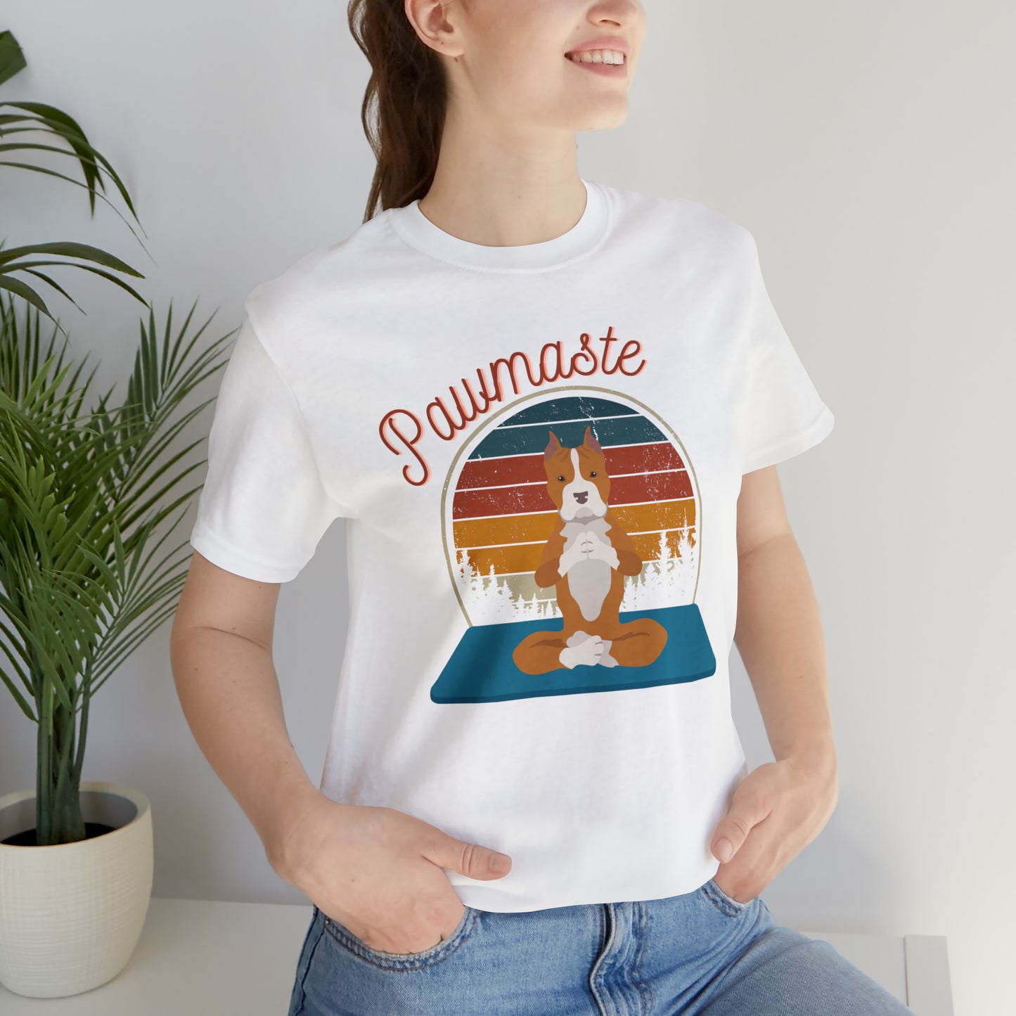 Pawmaste Pitbull Puppy Yoga Mountain Shirt Unisex Classic Tee