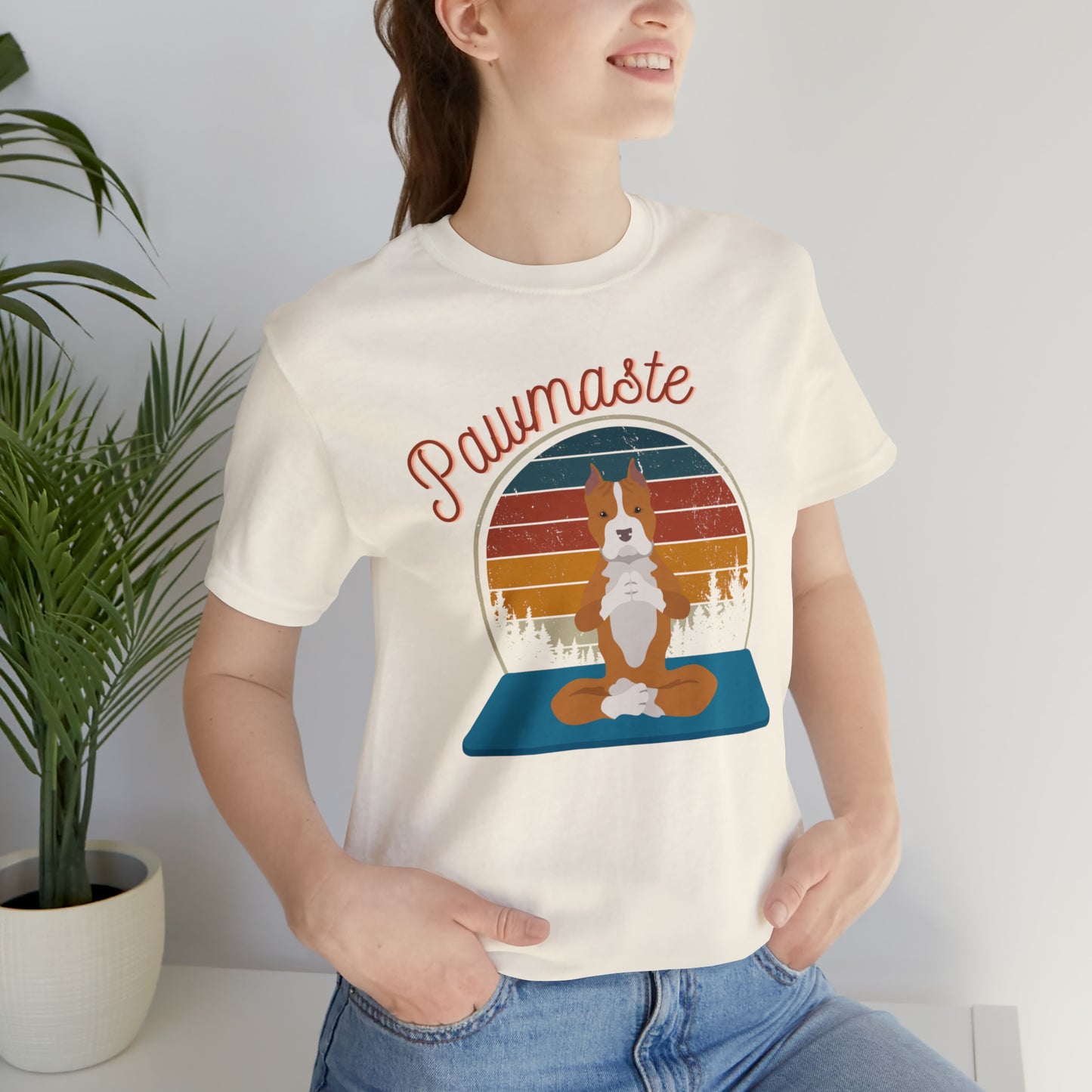 Pawmaste Pitbull Puppy Yoga Mountain Shirt Unisex Classic Tee
