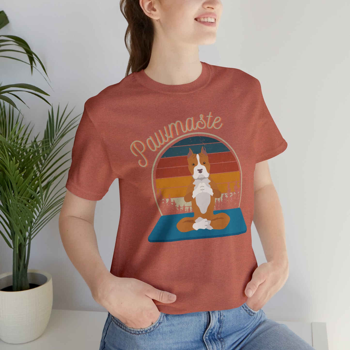 Pawmaste Pitbull Puppy Yoga Mountain Shirt Unisex Classic Tee