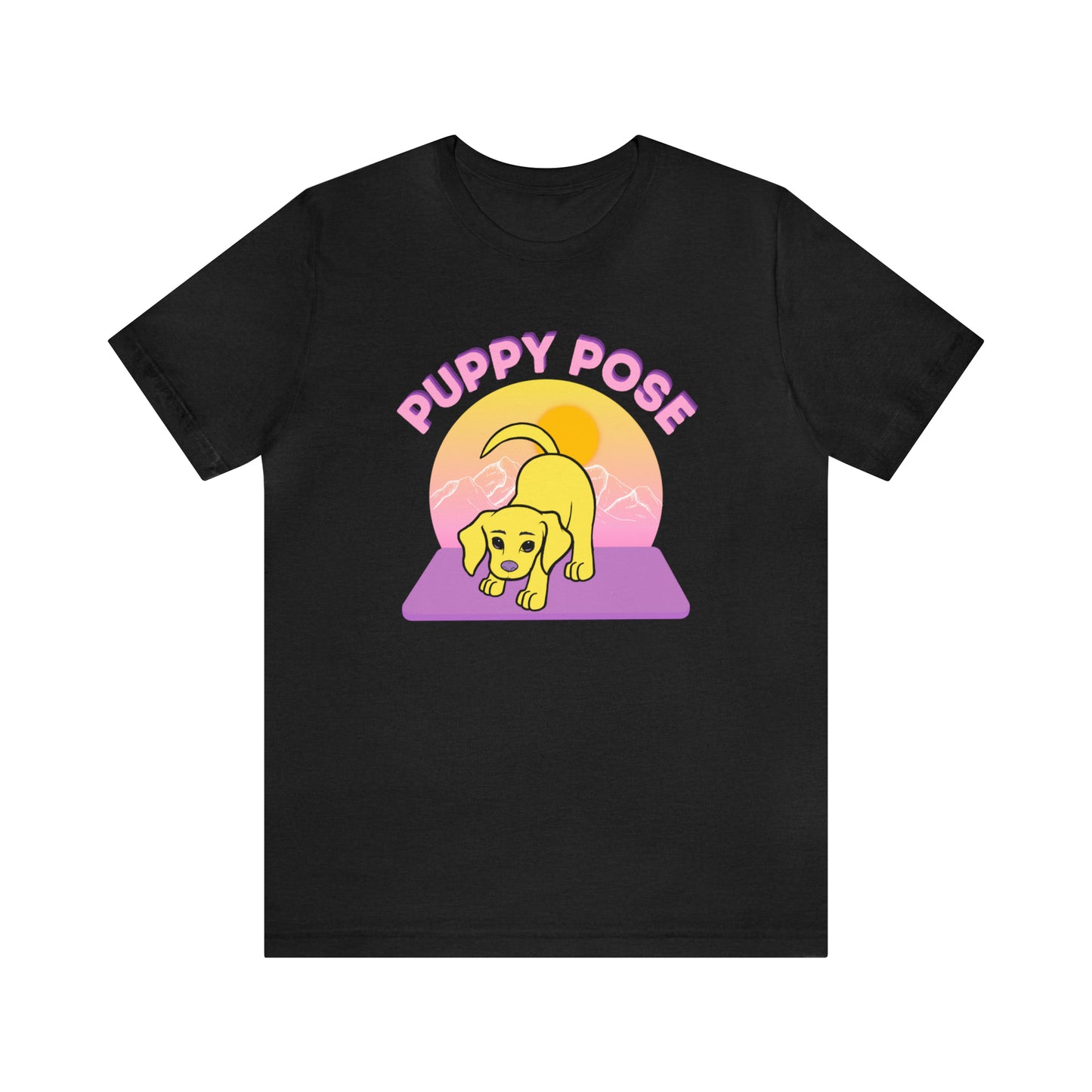 Puppy Pose with Yogi the Rescue Puppy Yoga Mascot Mountain Seen Unisex Classic Tee