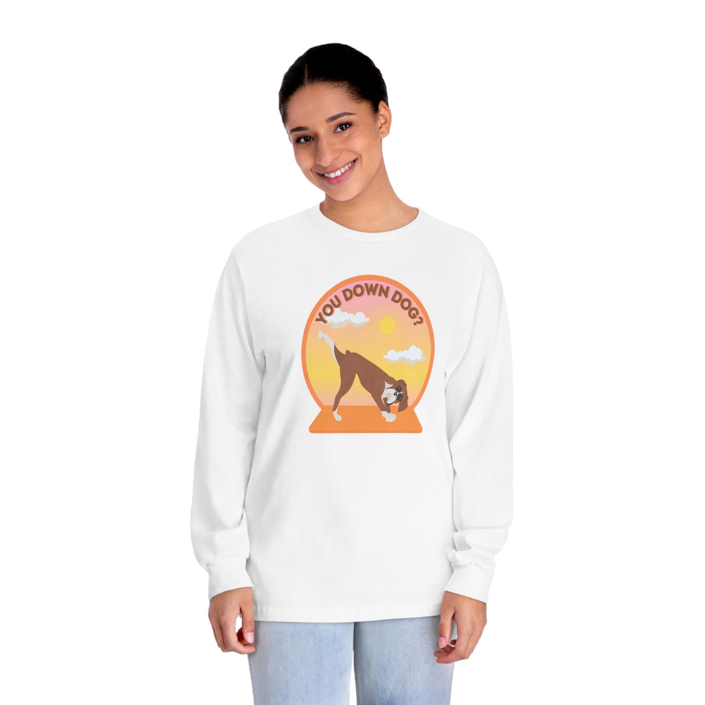Downdog Boxer Puppy Yoga Unisex Classic long Sleeve Tee