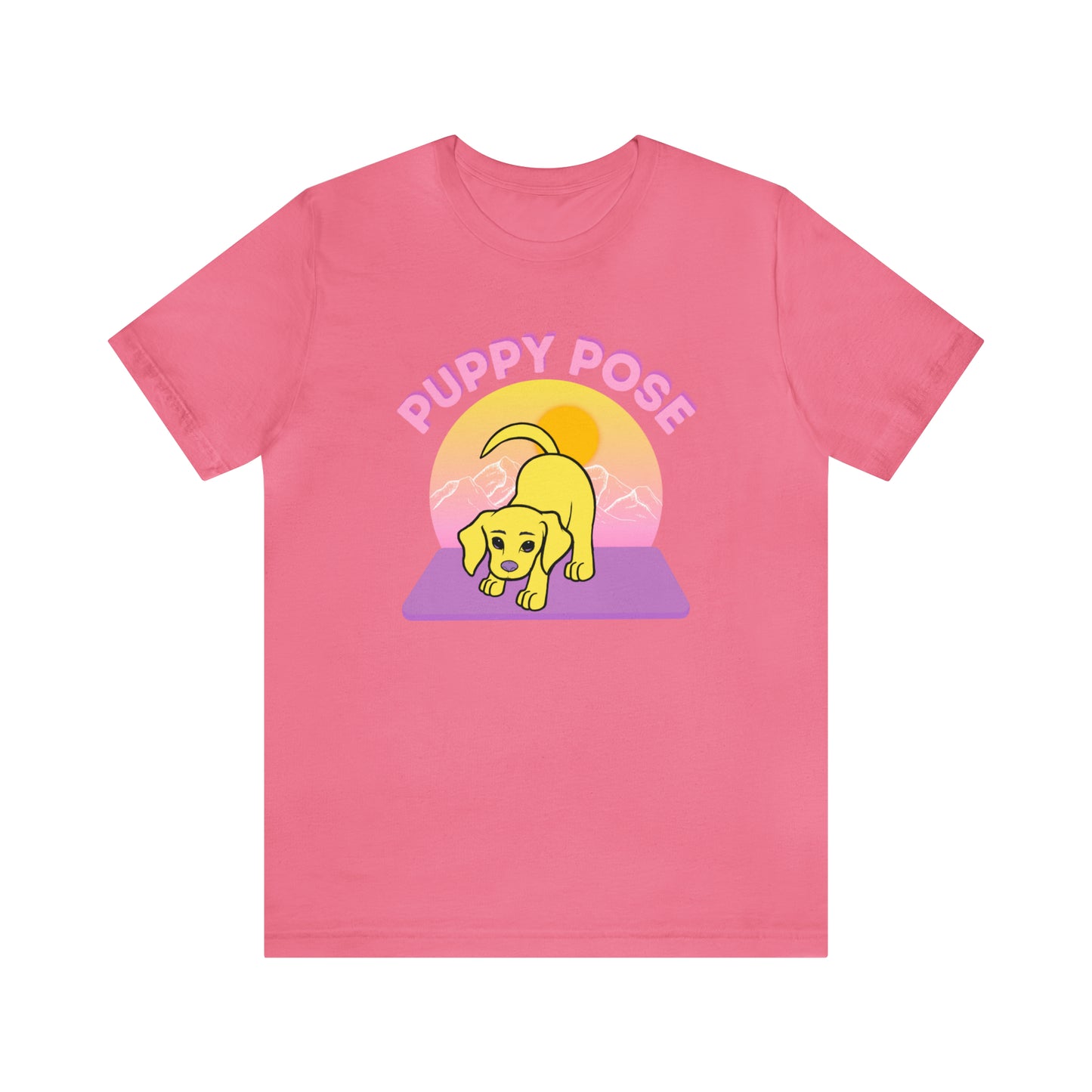 Puppy Pose with Yogi the Rescue Puppy Yoga Mascot Mountain Seen Unisex Classic Tee