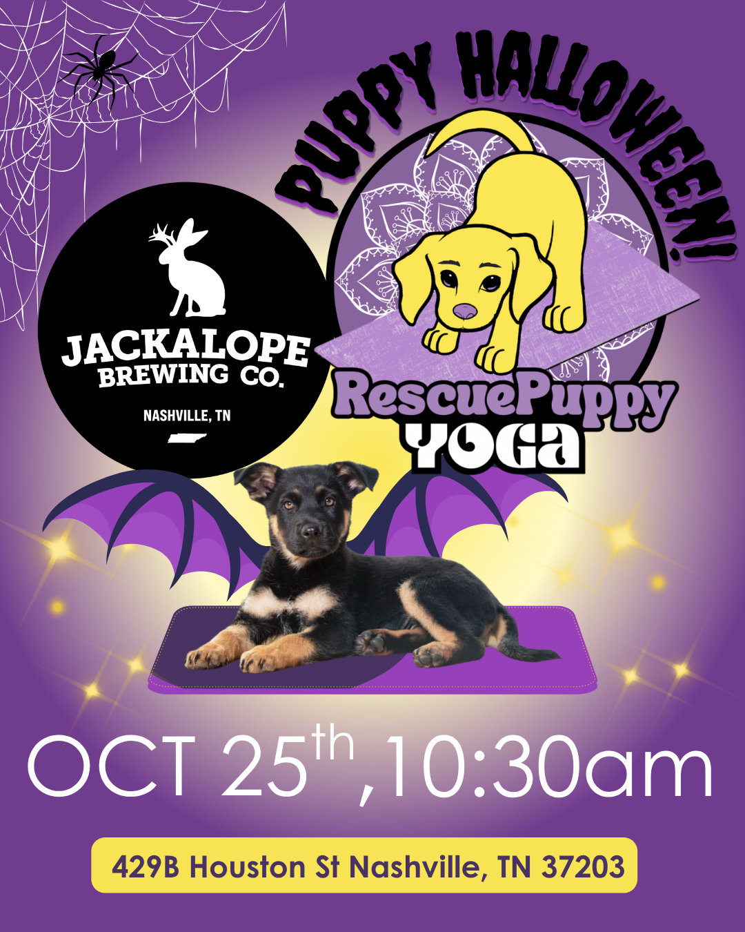 Rescue Puppy Yoga Halloween - Jackalope Brewing Co Nashville
