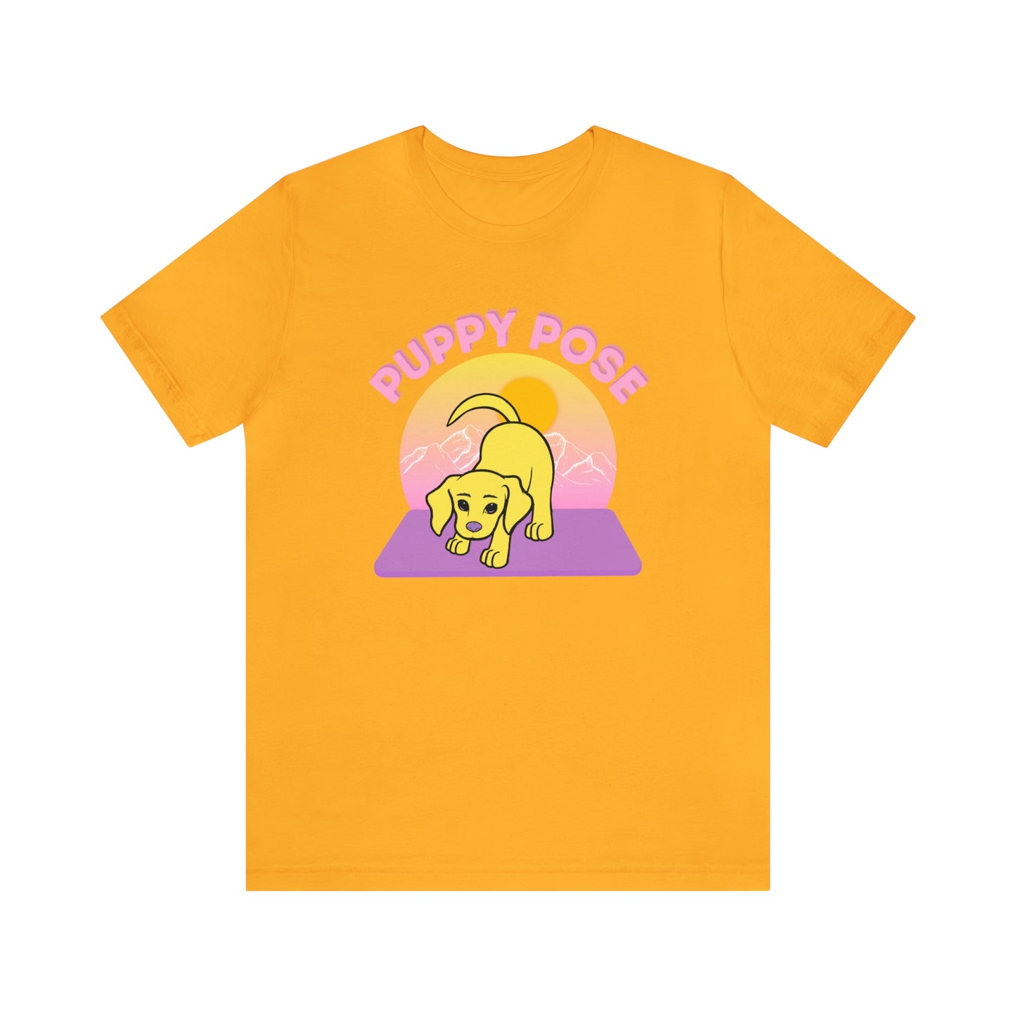 Puppy Pose with Yogi the Rescue Puppy Yoga Mascot Mountain Seen Unisex Classic Tee