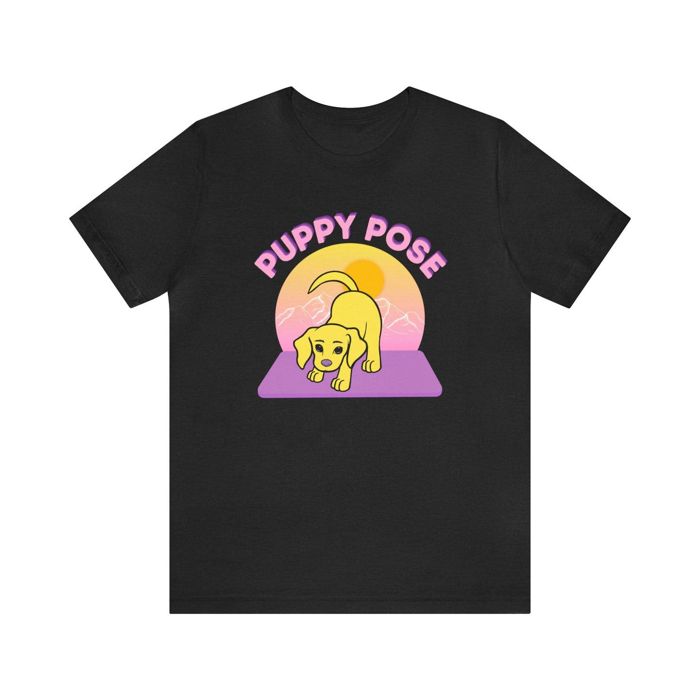 Puppy Pose with Yogi the Rescue Puppy Yoga Mascot Mountain Seen Unisex Classic Tee