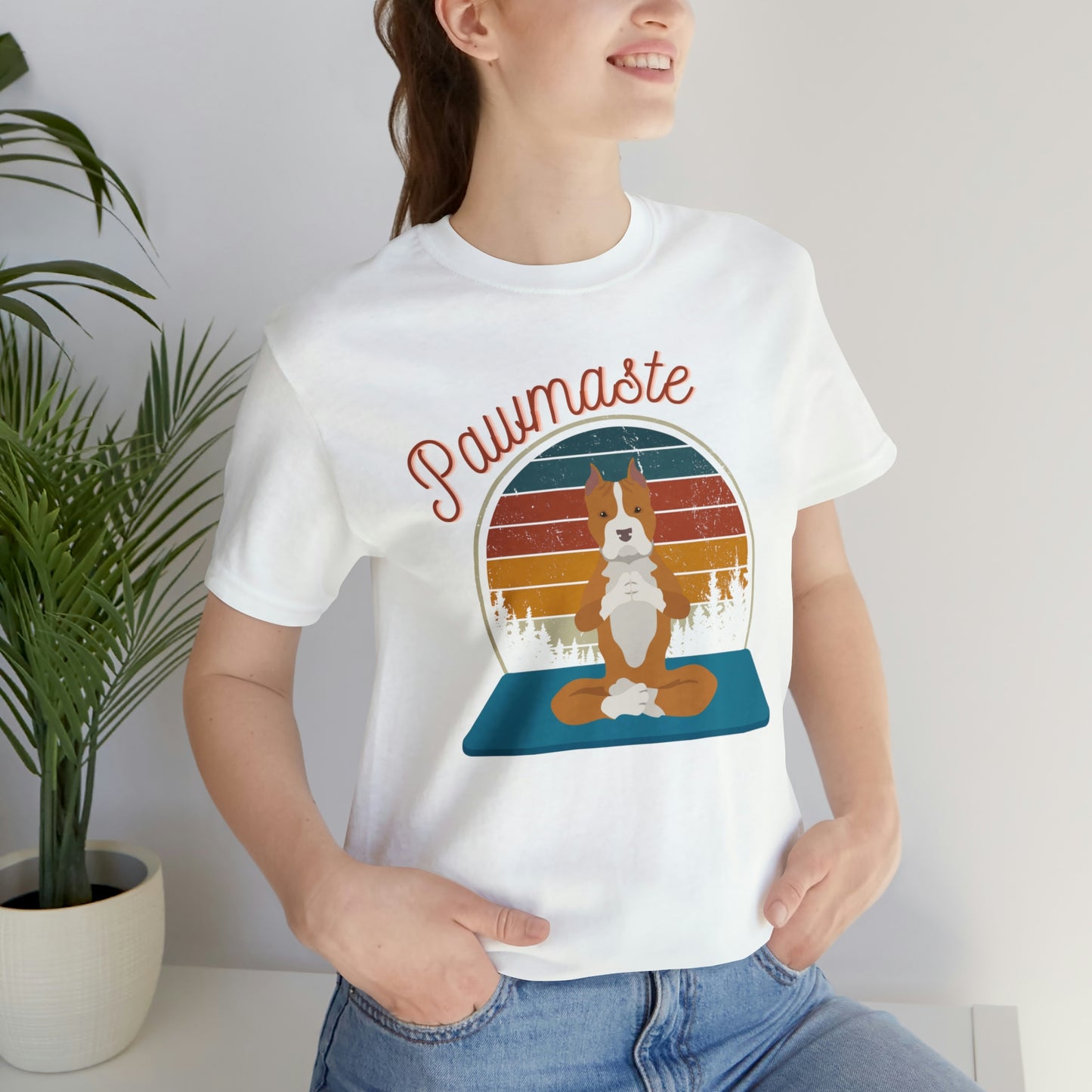 Pawmaste Pitbull Puppy Yoga Mountain Shirt Unisex Classic Tee