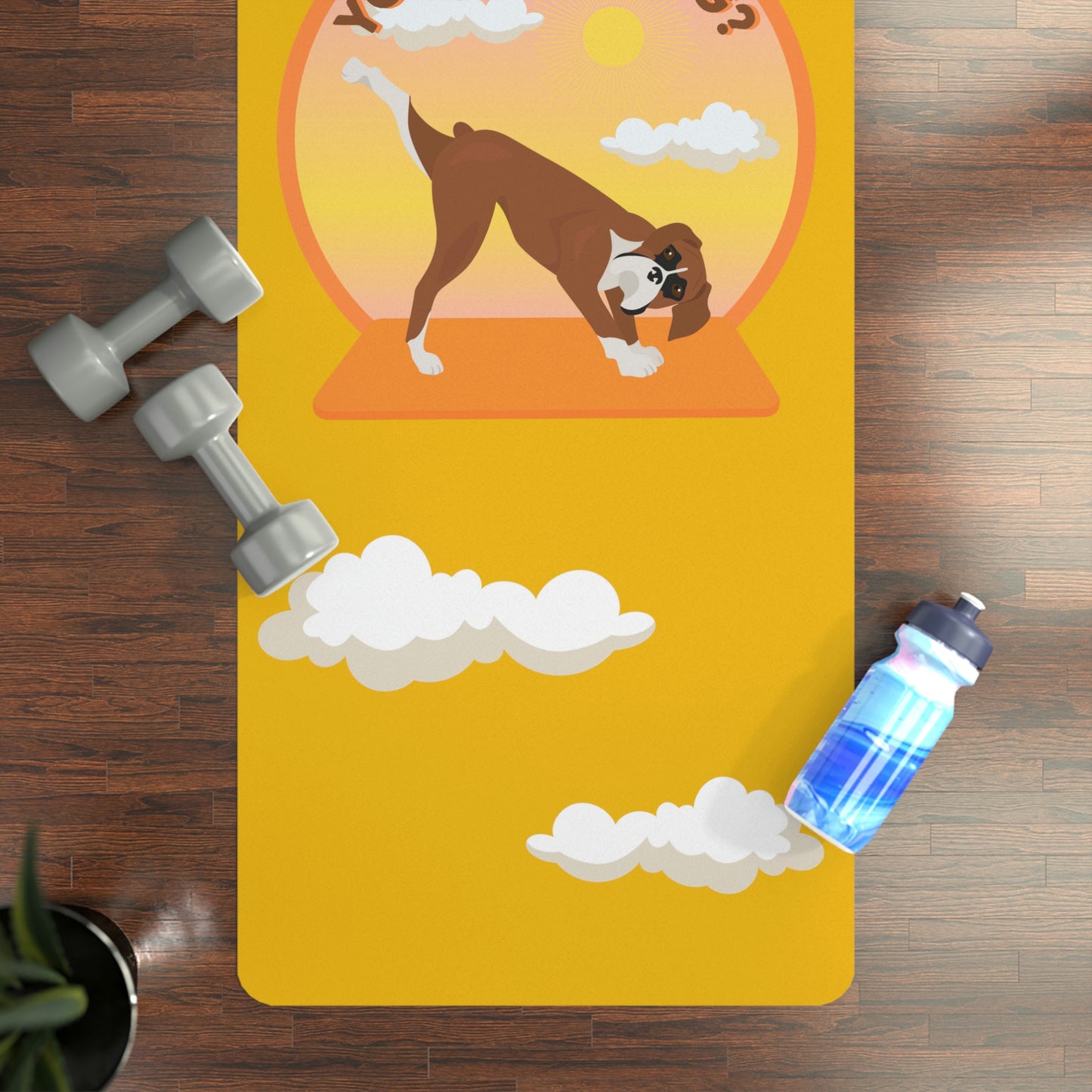 You Down Dog? Boxer in the Clouds Rubber Yoga Mat