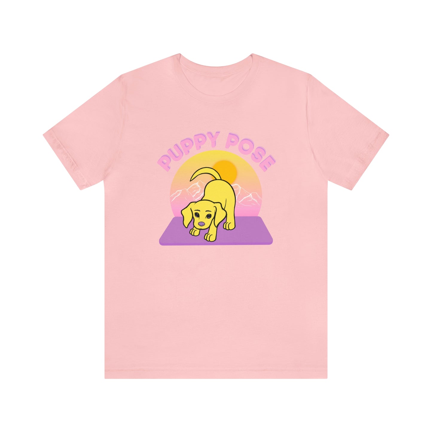 Puppy Pose with Yogi the Rescue Puppy Yoga Mascot Mountain Seen Unisex Classic Tee