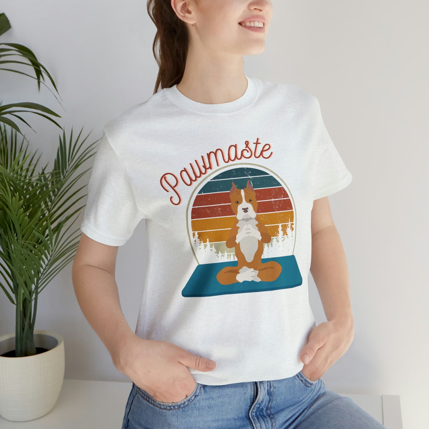 Pawmaste Pitbull Puppy Yoga Mountain Shirt Unisex Classic Tee