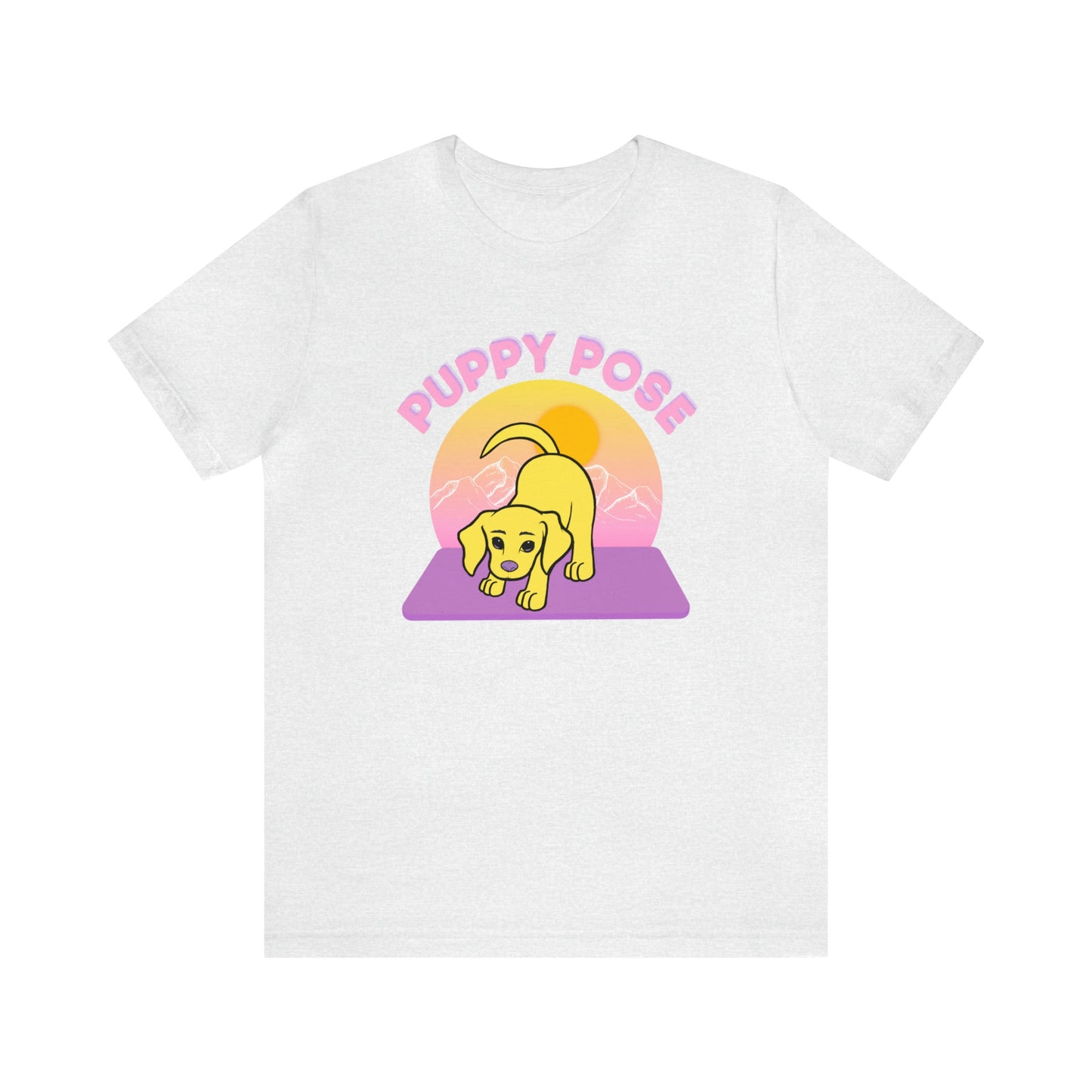 Puppy Pose with Yogi the Rescue Puppy Yoga Mascot Mountain Seen Unisex Classic Tee