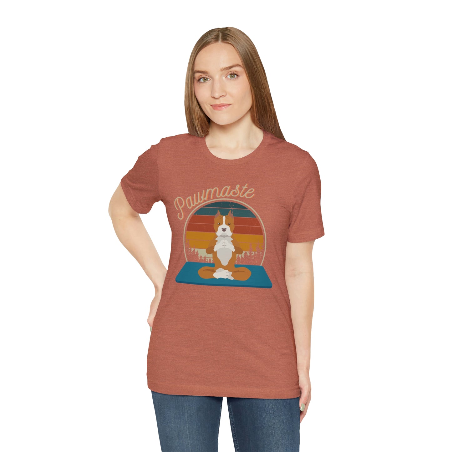 Pawmaste Pitbull Puppy Yoga Mountain Shirt Unisex Classic Tee