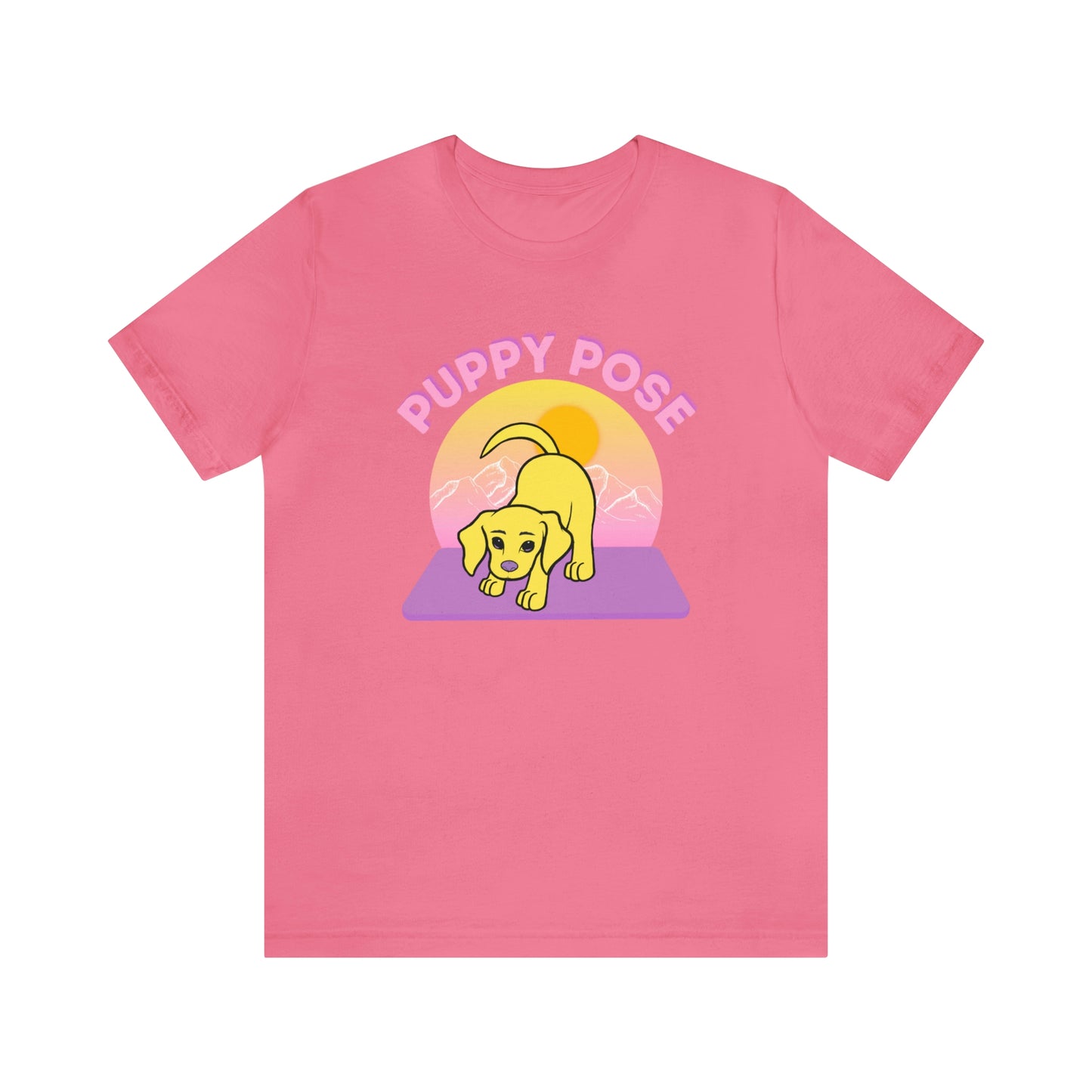 Puppy Pose with Yogi the Rescue Puppy Yoga Mascot Mountain Seen Unisex Classic Tee