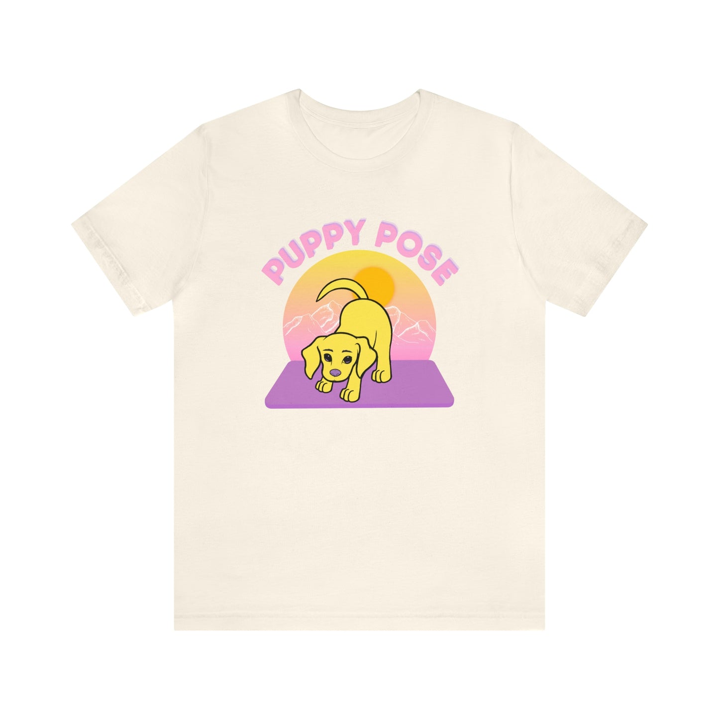 Puppy Pose with Yogi the Rescue Puppy Yoga Mascot Mountain Seen Unisex Classic Tee