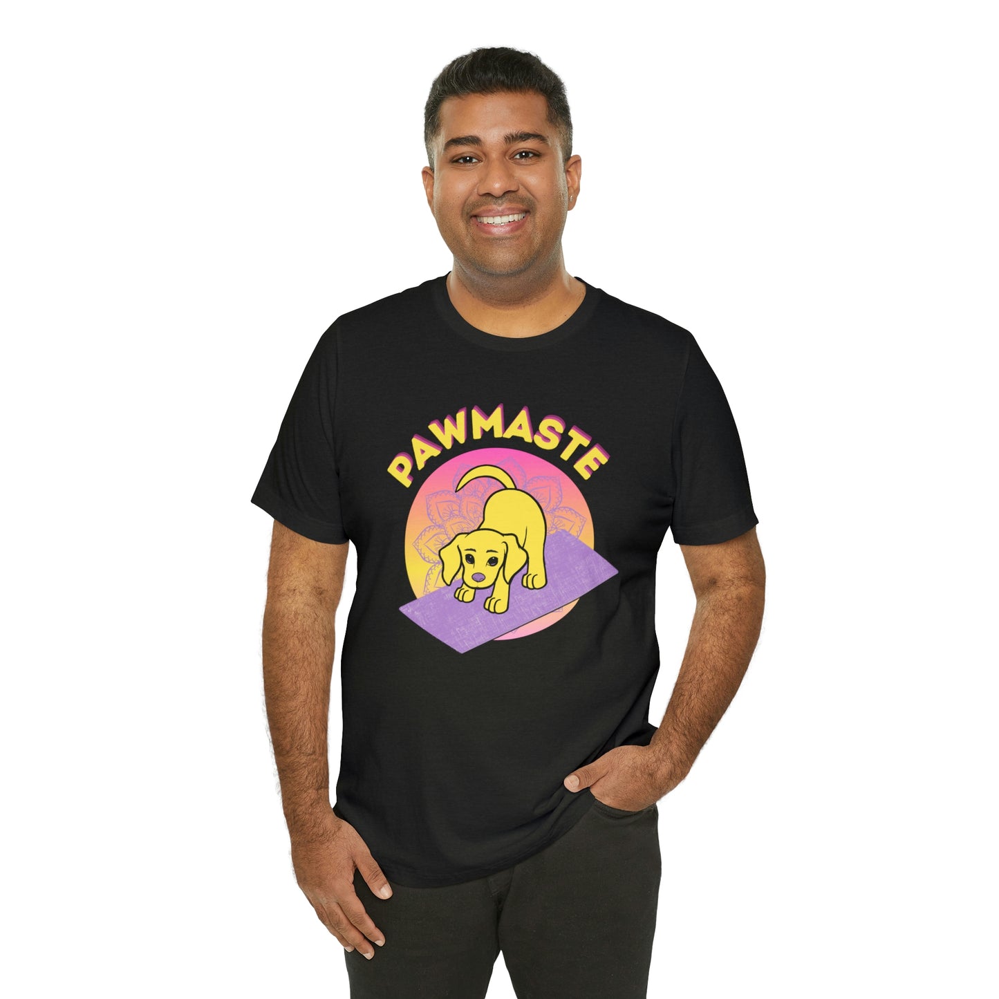 Pawmaste with Yogi the Rescue Puppy Yoga Mascot Mountain Seen Unisex Classic Tee