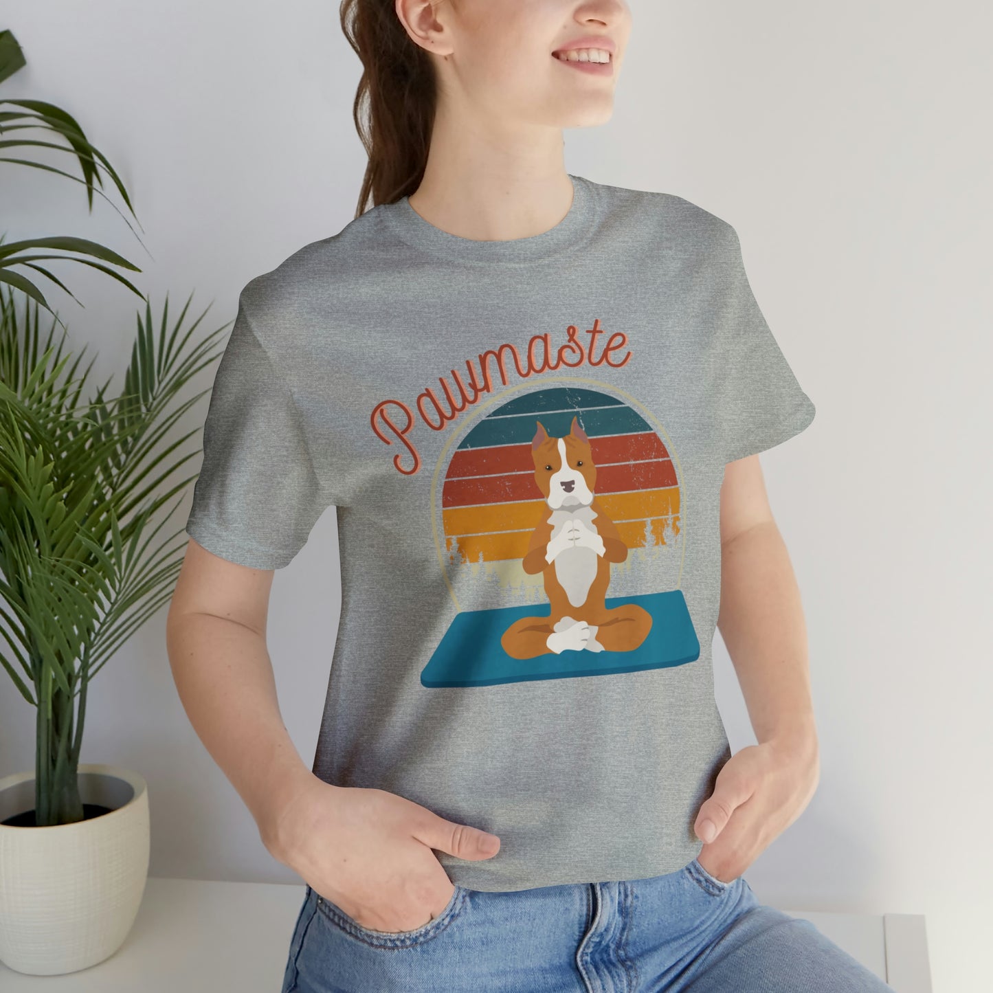 Pawmaste Pitbull Puppy Yoga Mountain Shirt Unisex Classic Tee