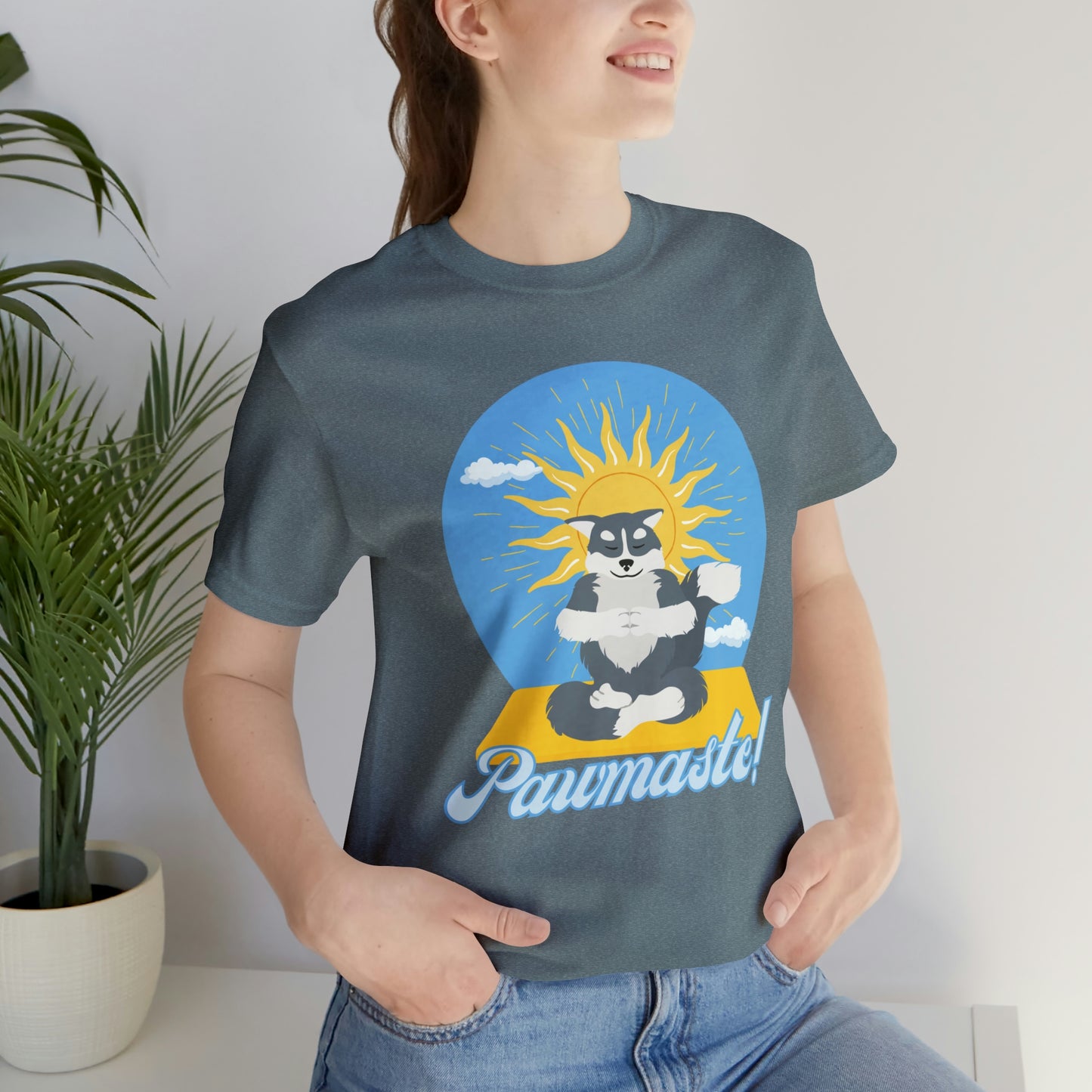 Pawmaste Happy Husky Puppy Yoga Shirt Unisex Classic Tee