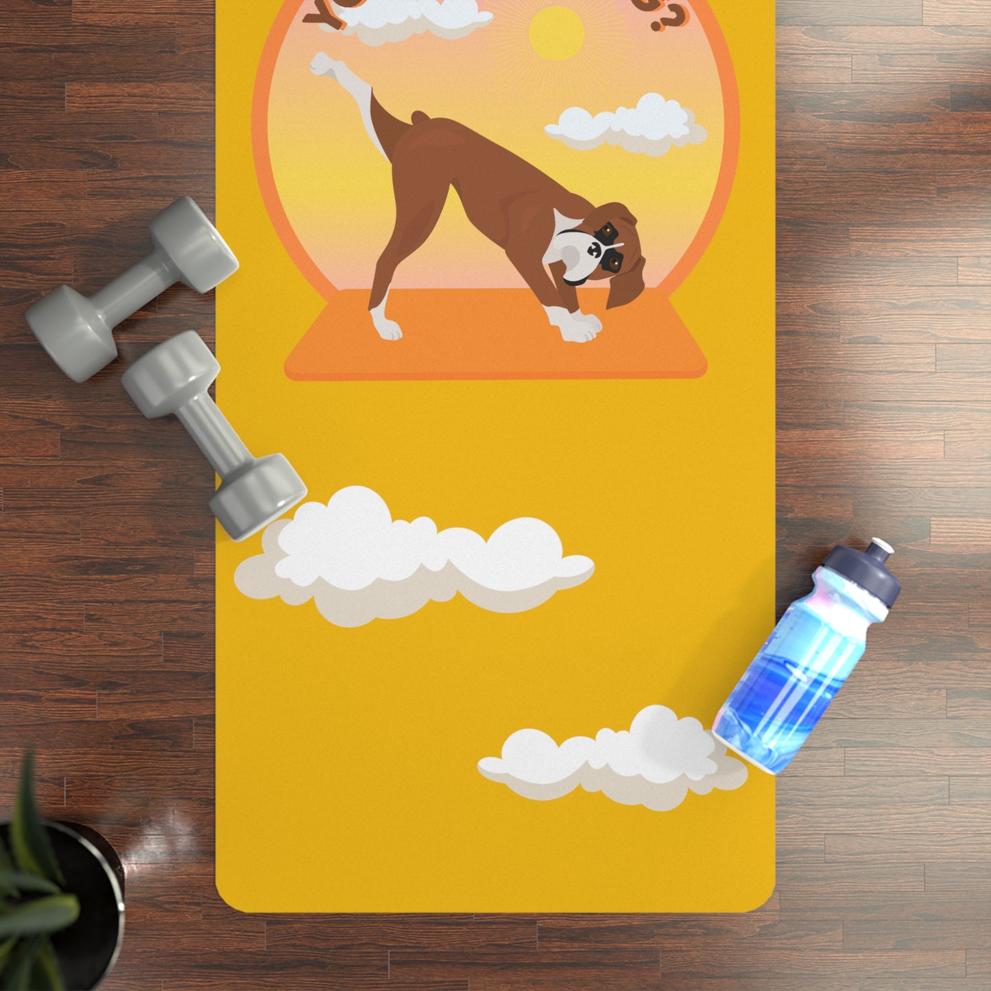 You Down Dog? Boxer in the Clouds Rubber Yoga Mat