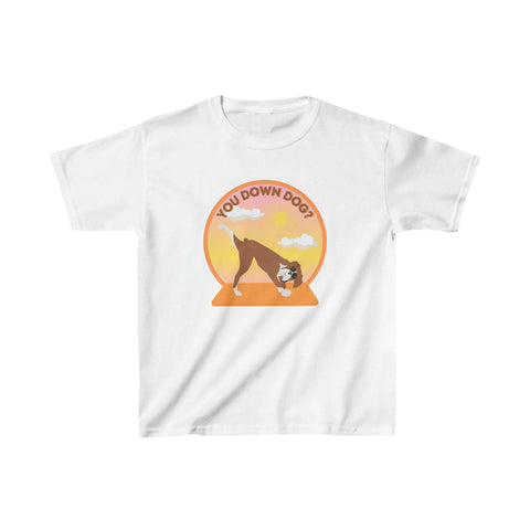 KIDS Downdog Boxer Puppy Yoga Shirt Unisex Classic Tee