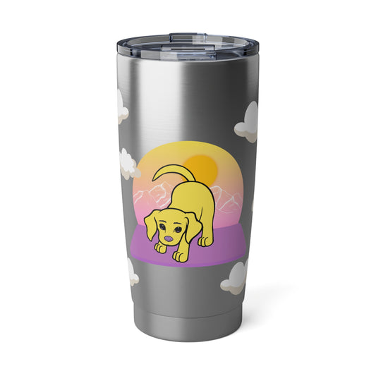 Puppy Yogi with Yogi in the Clouds Metal Drink Tumbler Travel Coffee Cup