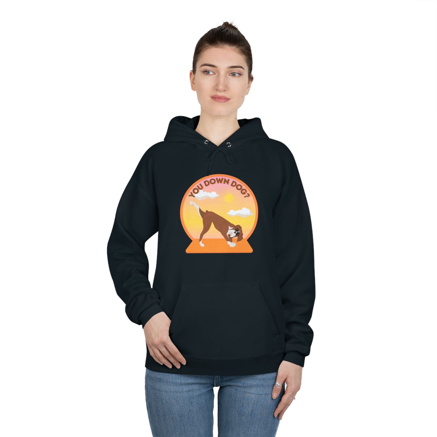 Downdog Boxer Puppy Yoga Unisex Hoodie